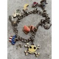 Disney Girls charm enamel bracelet with 9 removable charms