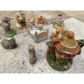 easter bunny  miniature family teapot diorama house with extra figures