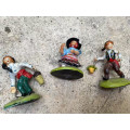 vintage ponco / penco boy girl ceramic figurine lot of 3 made in portugal