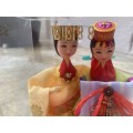 vintage korean wedding dolls in perspex casing
