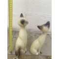 vintage long necked siamese porcelain cats cat pair  , Japan