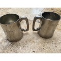 Gaskell & Chambers heavy pewter one pint tankard pair