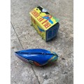 vintage blue bird wind up tin toy from 60s