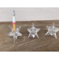 vintage set of Rosenthal crystal star candle stick holders 9 sided