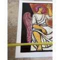 Vintage religious poster mural angel saints   Gruger 62 rollable