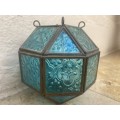 Hexagon glass brass candle lantern