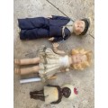 Antique plastic doll lot of 3 , African sailer boy and white fairy dolls