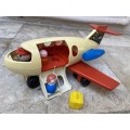 Vintage 1970 fisher price 183 fun jet air plane father son stewardess luggage red wing USA