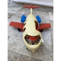 Vintage 1970 fisher price 183 fun jet air plane father son stewardess luggage red wing USA