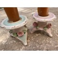 Vintage capri floral hand painted candle holder pair