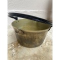 Antique  brass cauldron  brass pot with iron handle