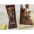 Wood carved bookends hand painted hand carved