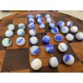 Vintage solitaire marbles  marble game checked thick wood