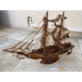 Antique vintage  French sailing boat model boat 3 mast hand made