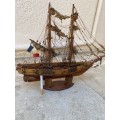 Antique vintage  French sailing boat model boat 3 mast hand made