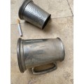 Vintage pewter tankard pair small and large