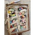 Vintage Chinese figurine lot of 12 in national outfits , clay and hand painted in box