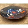 Vintage Hand Enamelled psychedelic art Copper Trinket Pin Dish Odyn Copr Snowdonia