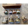 Vintage German Xmas decoration lot of 8 hand made in trinket box