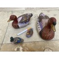 Vintage porcelain ducks hand painted  lot of 4 by Dorothy 1992
