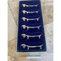 Vintage dachshund knife rests set of 6 silver plate knife holder
