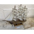 Vintage model sailing boat shelf decor