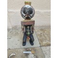 African glazed ceramic African sculpture figure vessel by Porcupine numbered art