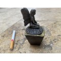 Pewter fairy angel on brass pedestal ashtray myth and magic trinket box