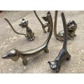 Silver pewter cat dachshund dog ornament`s with friends lot of 5 Crystal eyes