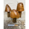 Wood mushrooms sculpture set of 3 folk art