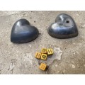 Vintage heart shaped trinket box India with old Bakelite poker dice