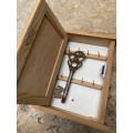 Vintage brass key thermometer in key box