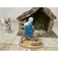 Fontanini religious flight to safety nativity figure no 460 with Schleich angel figure pvc wood barn