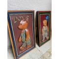 Vintage pair of 3d wood teddy bear UK pub style wall hanging toy shop sign