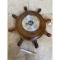 Vintage ships wheel barometer Baromaster convex glass