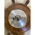 Vintage ships wheel barometer Baromaster convex glass