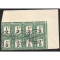 South Africa, 1927, 1/2d Postage Due, block of 8, NE corner, CLANWILLIAM 22 SP 29 c.d.s.used