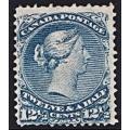 Canada, VRI, 1868, 12 1/2c bright blue, unused, faint residue of gum apparent