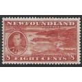 Newfoundland GVIR, 1937, 8 cents, perf 13.5, MH *