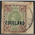 S.Africa, Zululand, 1888, 6d, used on fragment