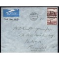 South West Africa, 1 1/2 vertical pair, first day WINDHOEK LUGPOS 1.3.37 c.d.s.air mail > MARIENTAL