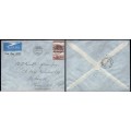 South West Africa, 1 1/2 vertical pair, first day WINDHOEK LUGPOS 1.3.37 c.d.s.air mail > MARIENTAL