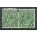 Australia, GVR, heads, 1928 1d green, Die I, Die II, joined pair, MH *