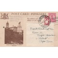 Postal card, economy in stationery, 1d used, re-used, 1d War Effort, CAPETOWN 29 X 43 > Cape Town
