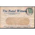 South Africa, window envelope for NATAL WITNESS, used 1/2d PIETERMARITZBURG 6 AUG 20 c.d.s.