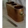 Two bottle wine cooler (ice), copper body, brass handles