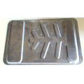 Meat carving tray - stainless steel rectangular with eight spikes