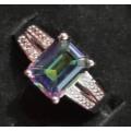 2.05cts 100% Natural Genuine Blue Mystic Topaz and Diamond Ring set in Sterling silver 925