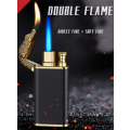 Hot Blue Flame Metal Crocodile Double Fire Lighter Creative Direct Windproof