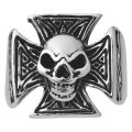 Maltese Cross with Skull - Stainless Steel Biker Ring